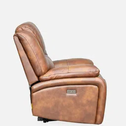 royaloak Fusion Leather 1 Seater Manual Recliner with USB Port in Brown Colour image 5