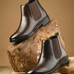 Synthetic Leather Lightweight Comfortable Trendy Walking Slip On Chelsea Boots Boots For Men-image-23