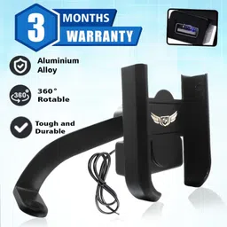 asryd Universal Metal Body 360 Degree Rotating Mirror Fitting Holder with USB Charger Bike Mobile Holder-picture-21