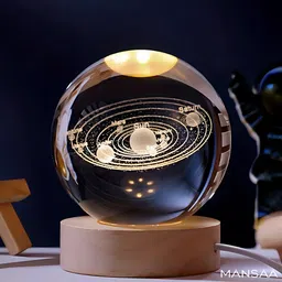 mansaa 3D Crystal Universe Night Lamp with Wooden Base for Living Room & Table Decor Night Lamp-picture-11