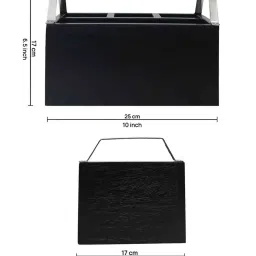 Metalsmith Premium Solid Wood Cutlery Holder With Metal Handle | Multipurpose Cutlery Organiser I Tableware Storage Box l Black & Silver image 3