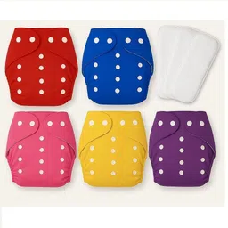 aerex Reusable Daiper for Baby Cotton 5 Diapers & 3 White Insert Pads For 0 to 3 Years-picture-31