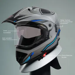 steelbird Racer Off Road ISI Certified Motocross Double Visor Full Face Graphic Motorbike Helmet image 2