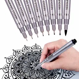 levin 8Pc Multipurpose Waterproof Black Micron Needle Tip Fine Line Border Drawing Point Pen for Signature Design Sketch Mandela Art Cartoons Doodles-picture-22