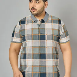 austivo Men Checkered Polo Neck Cotton Blend Multicolor T-Shirt image 4