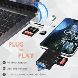 Fitgear FG-49 6 in 1 OTG Card Reader and Hub with Type-C, USB & Micro USB Ports Memory Card Reader image 4