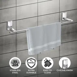 germa sanitarywares 304 Stainless Steel Towel Hanger for Bathroom / Towel Holder / Chrome 24 inch 1 Bar Towel Rod image 4