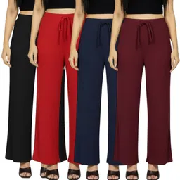 ak shamshahid garment Pack of 4 Women Relaxed Multicolor Cotton Blend Trousers-picture-33