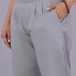venitywave Pack of 2 Women Regular Fit Grey, Black Pure Cotton Trousers image 5