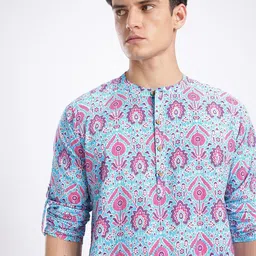 anouk rustic Men Printed Cotton Blend Straight Kurta image 5