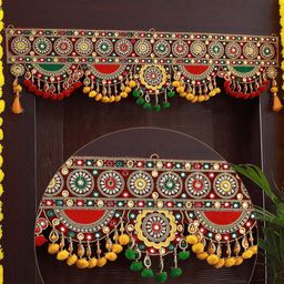 TIED RIBBONS Red & Yellow Traditional Wall Door Hanging Bandhanwar Toran-picture-24