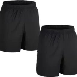 uniq Pack of 2 Solid Men Black Sports Shorts image 1