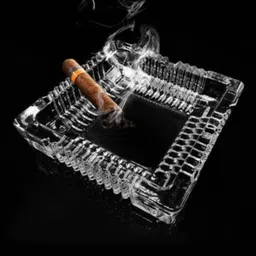 jeny enterprise Square Cigarette Clear Glass Ash Tray And Table Top Showpiece. Clear Glass Ashtray image 2