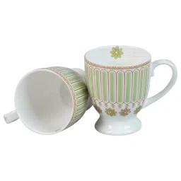 cdi (Set of 6 ) 180ml Floral Designer Ceramic Coffee Mug (White) image 4