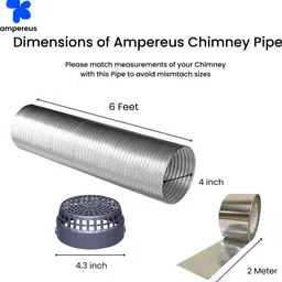 ampereus CP13 4 inch Chimney Pipe with Length of 6 Feet along with Cowl and Tape Hose Pipe image 1