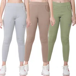 tykun Pack of 3 Women Solid Multicolor Track Pants-picture-24