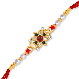 Sukkhi Rakhi Men Red & White Gold Plated Beaded Rakhi image 3