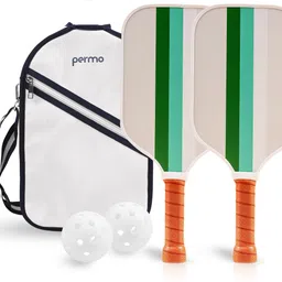 permo Pickleball Set-2 Carbon Fiber Paddles 14mm 2 Balls & 1 Bag Lightweight & Durable Pickleball Paddle image 1