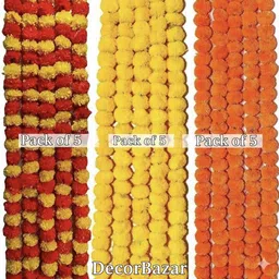 decorbazar Orange, Yellow, Multicolor Marigold Artificial Flower-picture-42