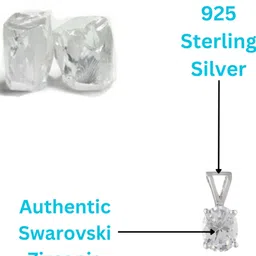 Femme Jam 925 Sterling Silver Oval Cut Zirconia Crystal Pendant & Chain for Women & Girls Princess White Gold Precious Necklace image 3