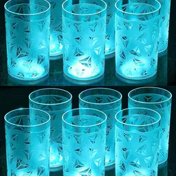 auspicia (Pack of 12) Prism Pattern Sky Blue 12 Glass Set Water/Juice Glass-picture-25