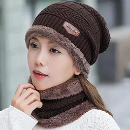 edenscope Woven, Solid, Self Design Beanie image 5