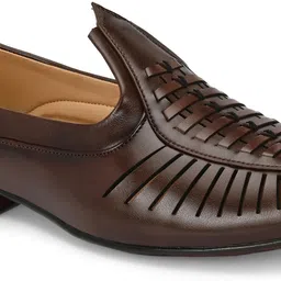 house of pataudi Men’s Slip-On Nagra | Loafers | Woven Design Formal & Ethnic Shoes Mojaris For Men image 3