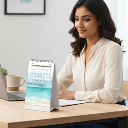 thinkcrafts Desk Calendar, Watercolor Travel Landscape Design, 8x4.5 inches, Spiral Bound 2026 Table Calendar image 3