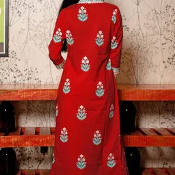 anni designer Women Cotton Rayon Kurta Pant Dupatta Set image 2