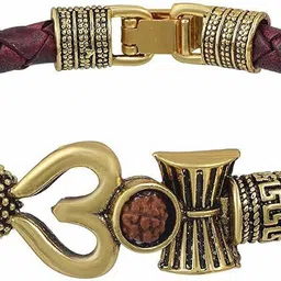 giftlok Rudraksh OMleather Assorted Bracelet Set image 3