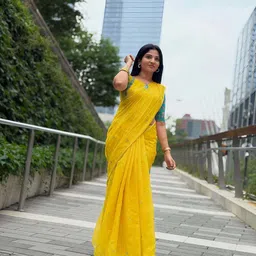 nirave fashion Printed Bollywood Linen, Cotton Blend Saree image 3