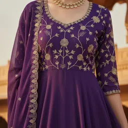 rangmohini Embroidered Chiffon Stitched Flared/A-line Gown image 4