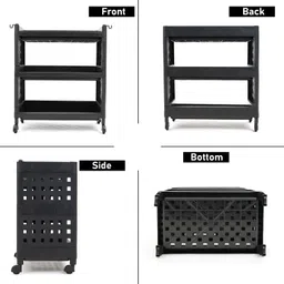 ada 3-Tier Multipurpose Storage Shelf Rack with Wheels | Storage Organizer Cart Plastic Kitchen Trolley image 4