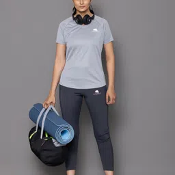 vitawolf Women Printed V Neck Polyester Grey T-Shirt image 5