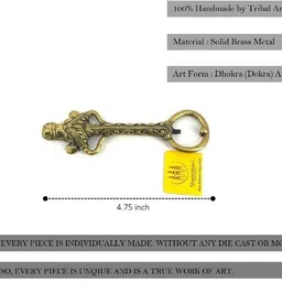 shambhavi creations Brass Bottle Opener Handmade in Bastar Dhokra Art, 4.75 inch Bottle Opener image 5