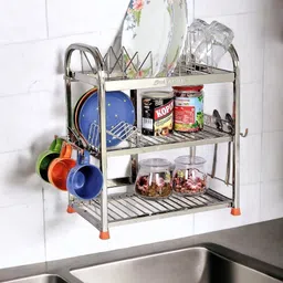 amol Utensil Kitchen Rack Premium Stainless Steel Dish / Utensils / Wall Mount / Vessels / Kitchen Organizer Rack Steel-picture-13