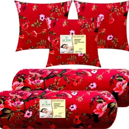 actos Combo Set Of 3 Cushion And 2 Microfibre Floral Bolster Pack of 5-picture-22