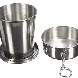 deetya Foldable Glass Compact Portable Folding Steel Travel Mug Glass Water/Juice Glass image 2