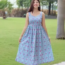 bhawanaprint Women Ethnic Dress Blue Maxi/Full Length Dress-picture-28