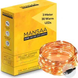 mansaa 30 LEDs 3.05 m Yellow Steady String Rice Lights-picture-24