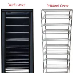 saiway COLLAPSIBLE MULTIPURPOSE WARDROBE 9 LAYER BLACK Carbon Steel Collapsible Wardrobe-picture-20