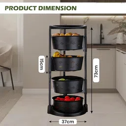 flipkart smartbuy 4 Layer Kitchen Trolley with 360° Rotating Wheel/Multipurpose/Storage Rack Plastic Kitchen Trolley image 2