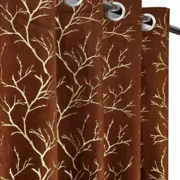 veloura 152.4 cm (5 ft) Window Velvet Room Darkening Curtain (Pack Of 2)-picture-11