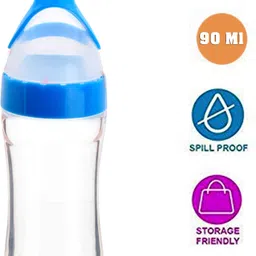 the little lookers Infant Squeezy Food Grade Silicone Bottle Feeder & Silicone Food Fruit Pacifier/Nibbler/Soother for Babies/Kids/Children (Squeezy Feeder 'Blue' + Pacifier 'Blue') (Pack of 2) - Silicone image 2