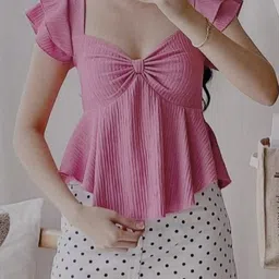 tokyo talkies Casual Regular Sleeves Solid Women Pink Top-picture-30