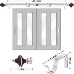 gloxy White, Brown Curtain Knobs, Curtain Rods, Rod Rail Bracket Metal image 2