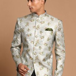 VASTRAMAY Men Green Self-Design Jodhpuri Blazer-picture-26