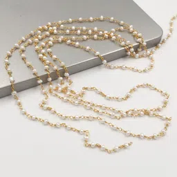 emmanuelstore 5 Meter Pearl Chain for Craft |3MM Pearl Beads Chain for Jewellery Making image 4