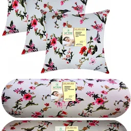swikon star Microfibre Bolster Pack of 5 Floral Combo Set Of 3 Cushion And 2-picture-34