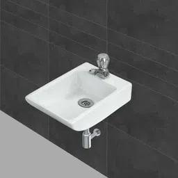 joyo cera Wall Hung/Wall Mounted Countertop, Tabletop Ceramic Bathroom Sink / Ceramic Wall Hung/Table Top Wall Mounted Premium Ceramic Wash Basin/Vessel Sink Slim Rim for Bathroom 12 x 10 Inch White Wall Hung Basin-picture-16